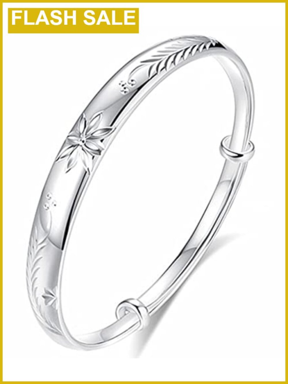Silver Plated Adjustable Cuff Bangle Bracelet for Women Simple Fashion Jewelry
